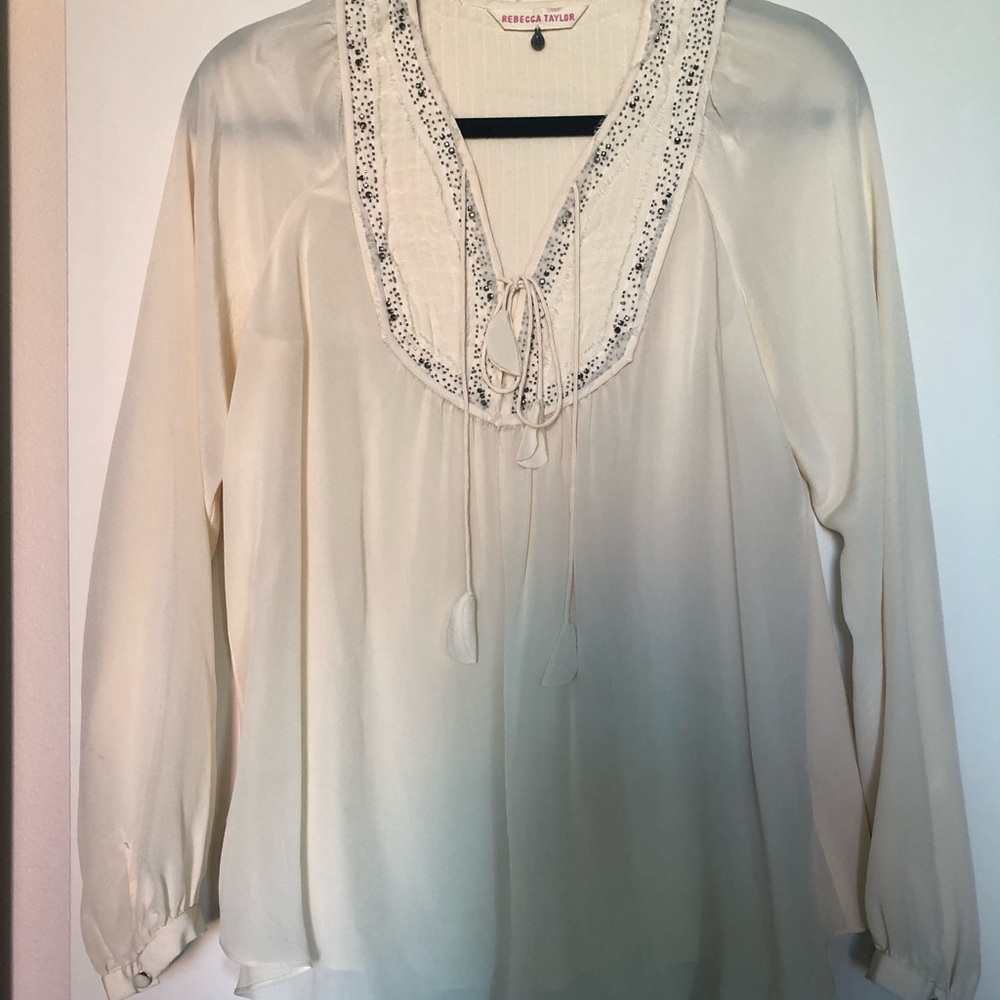 Chic Cream Silk Blouse from Rebecca Taylor, Size 6